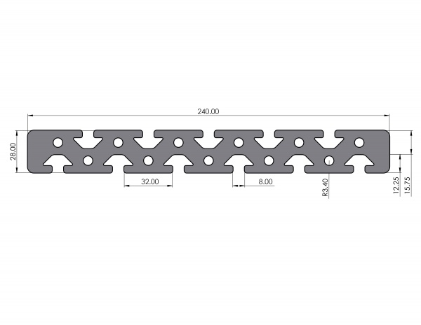 Aluminum profile 240x28 groove 8 heavy I type